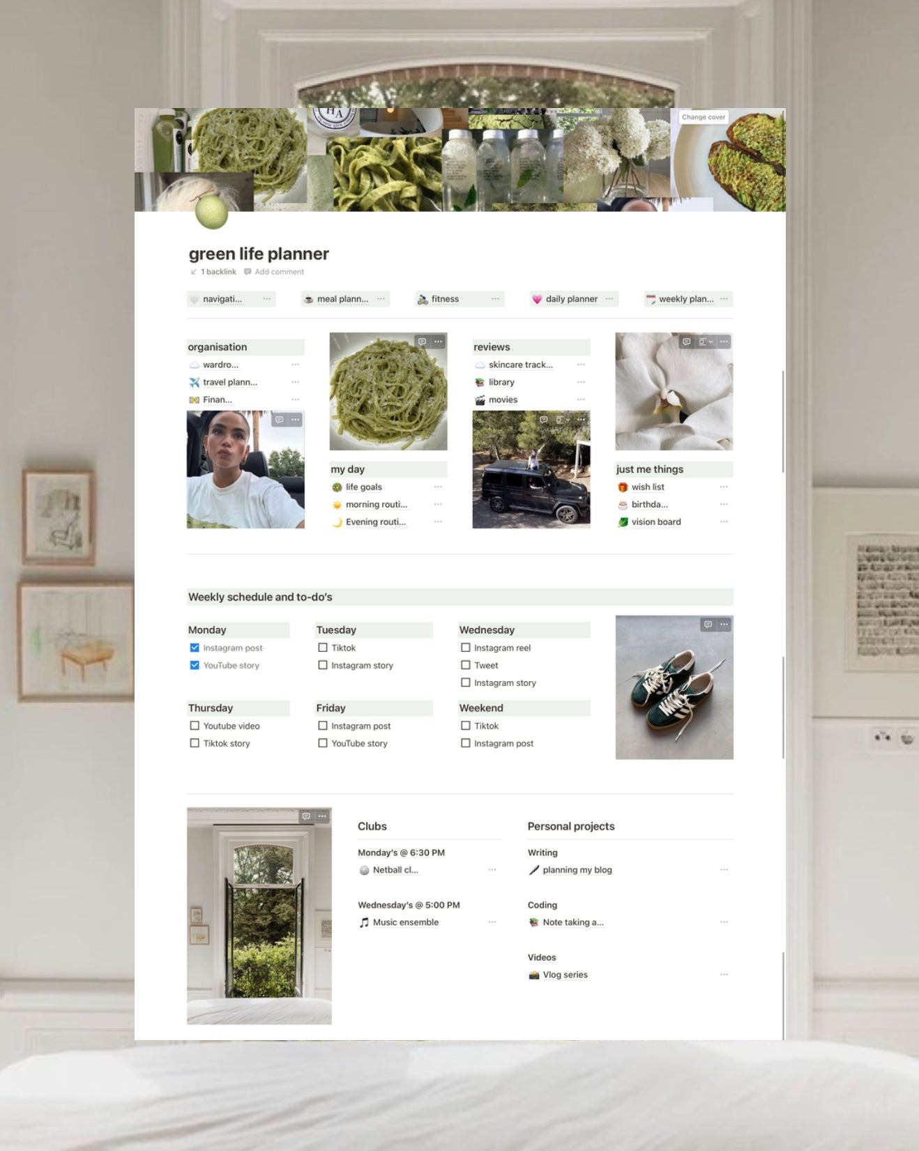 Green Aesthetic Life Planner