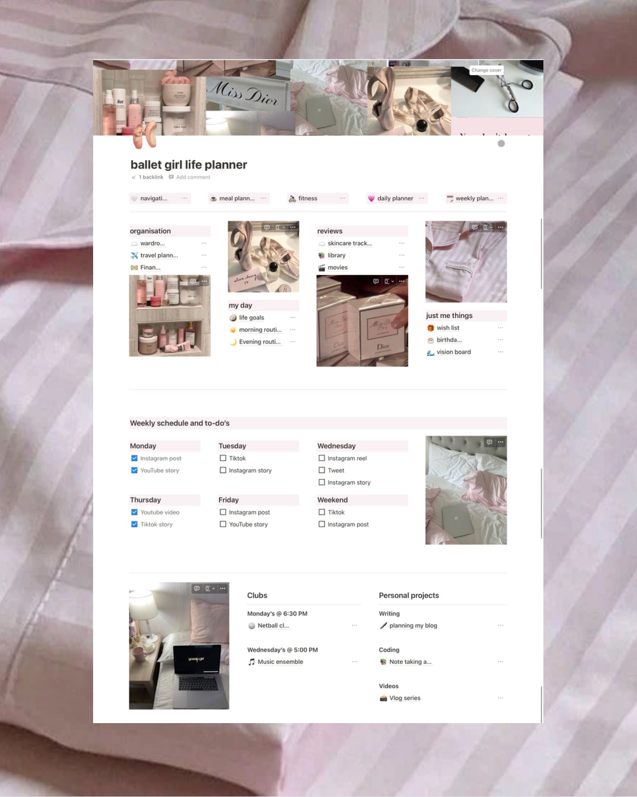 Ballerina Aesthetic Life Planner