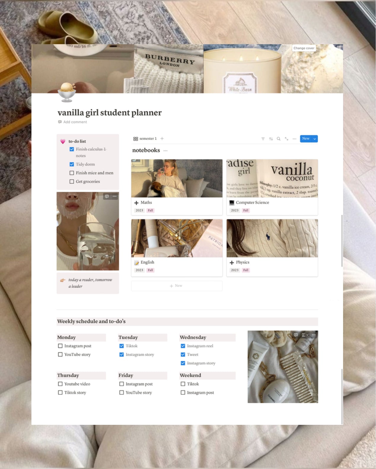 Vanilla Girl Student Planner